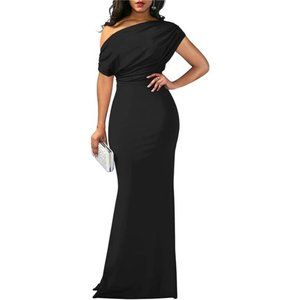 Black Chic Sleeveless Off-the-Shoulder Bodycon Gown